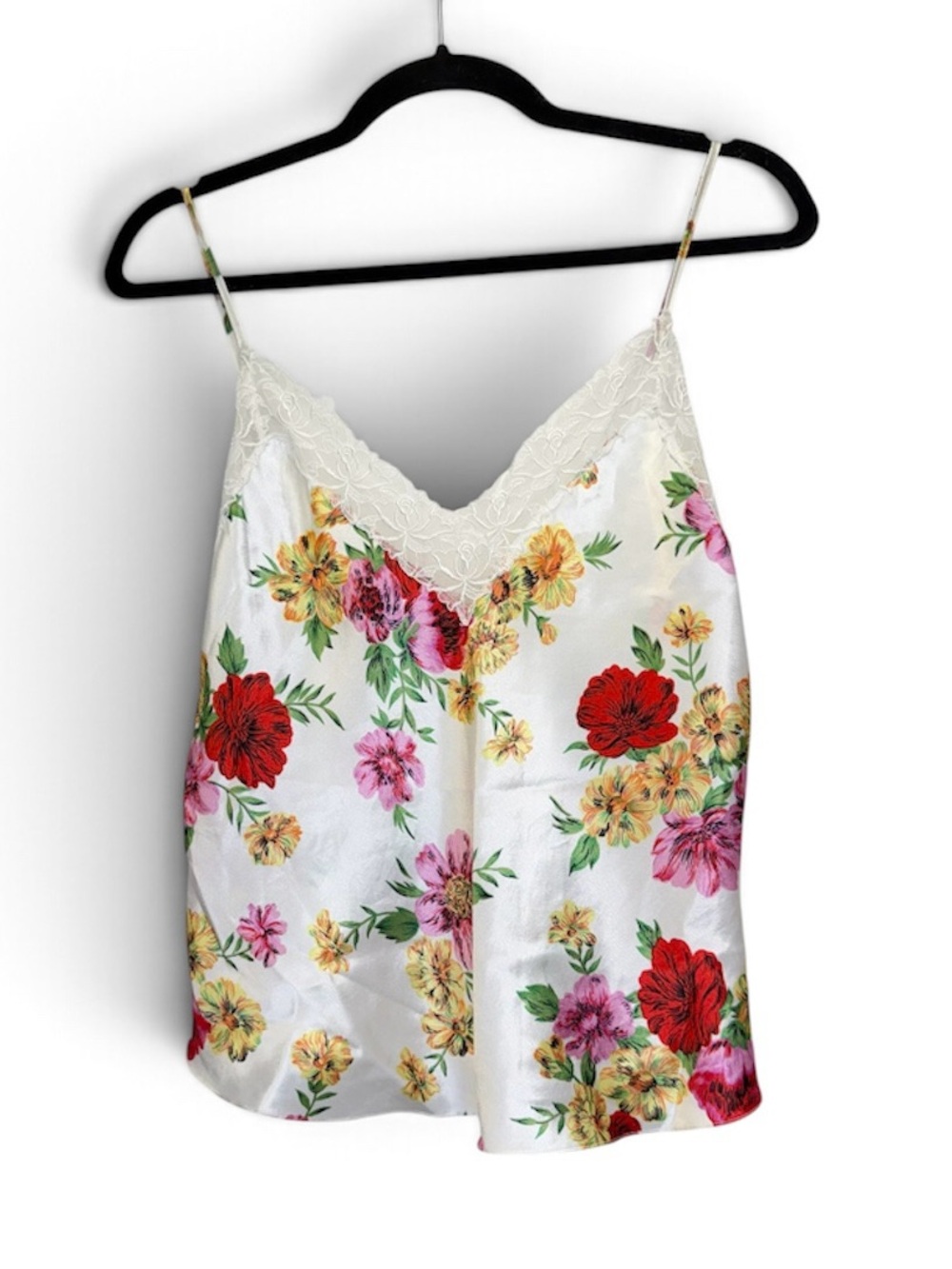 Victoria’s Secret Vintage Gold Label Camisole Size Medium Floral Lace-Trim Satin